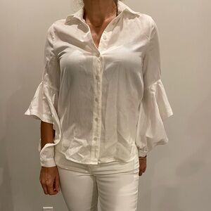 BCBGMaxAzria Cream Blouse with Flared Sleeves